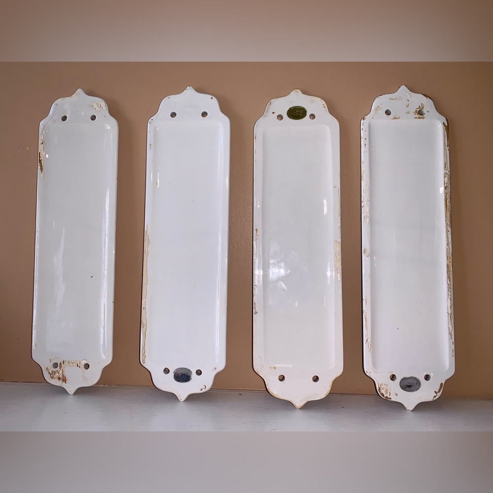 Set Four Vintage Antique Hand Painted Floral Porcelain Door Finger Push Plates - Picture 2 of 6